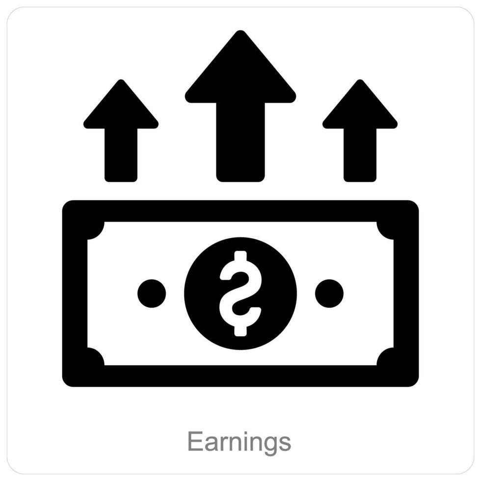 guadagni e denaro contante icona concetto vettore
