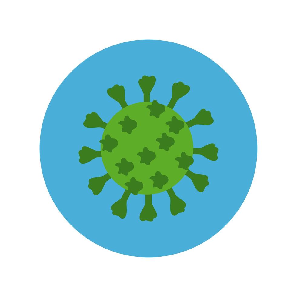 blocco di particelle covid19 e icona di stile piatto vettore