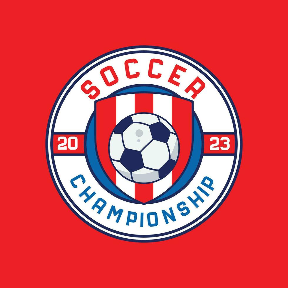 calcio campionato logo design e emblema modello, calcio logo, lega vettore