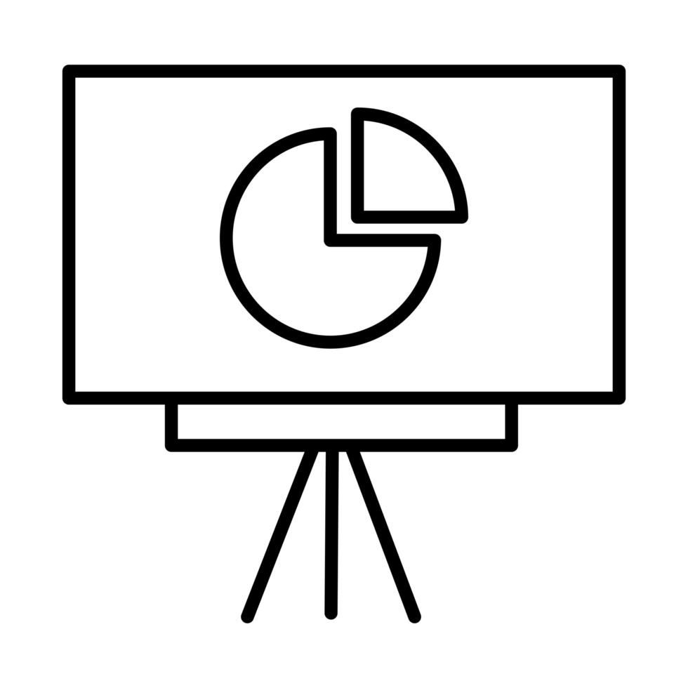 torta di statistiche nell'icona di stile della linea di cartone vettore