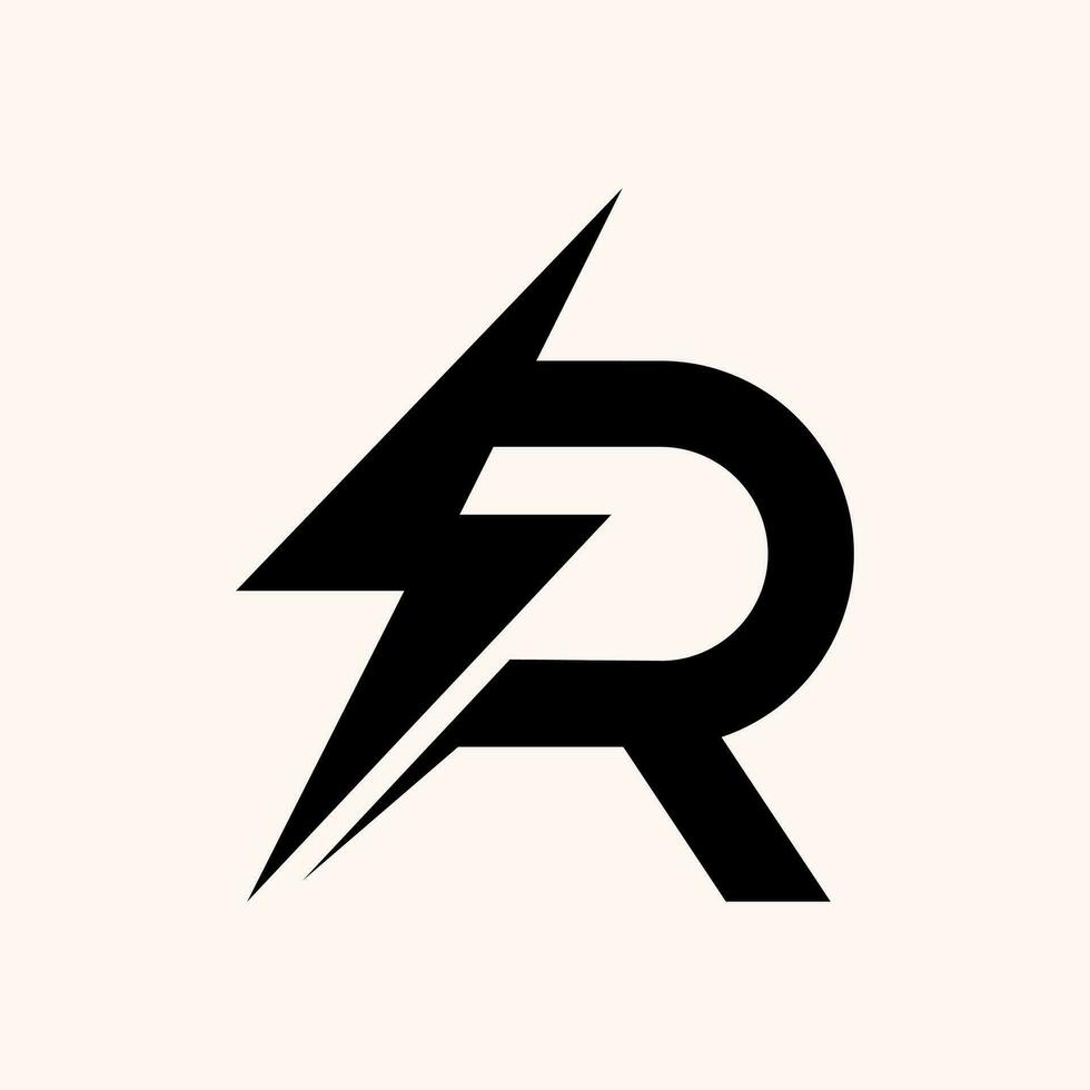 ispirazione per il lettera r e fulmine logo design vettore