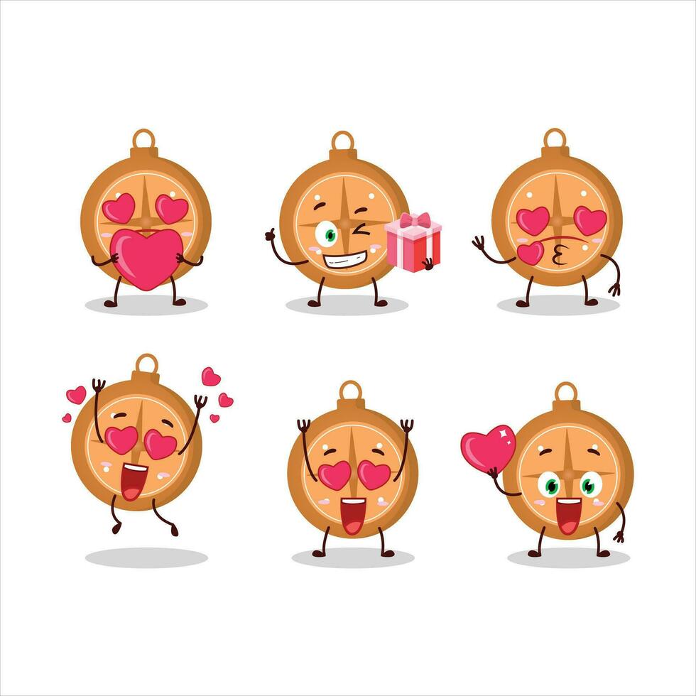 bussola biscotti cartone animato personaggio con amore carino emoticon vettore