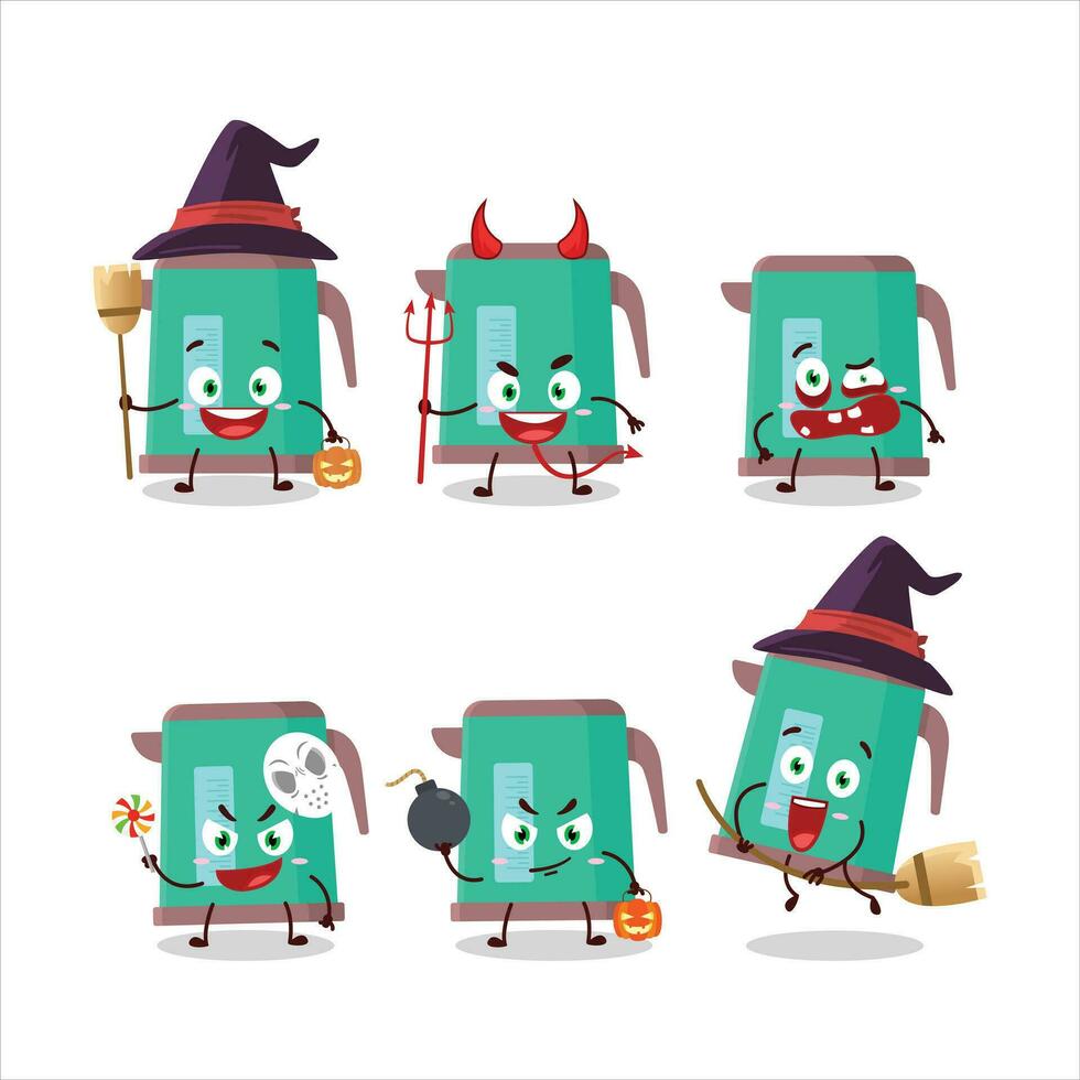 Halloween espressione emoticon con cartone animato personaggio di digitale bollitore vettore