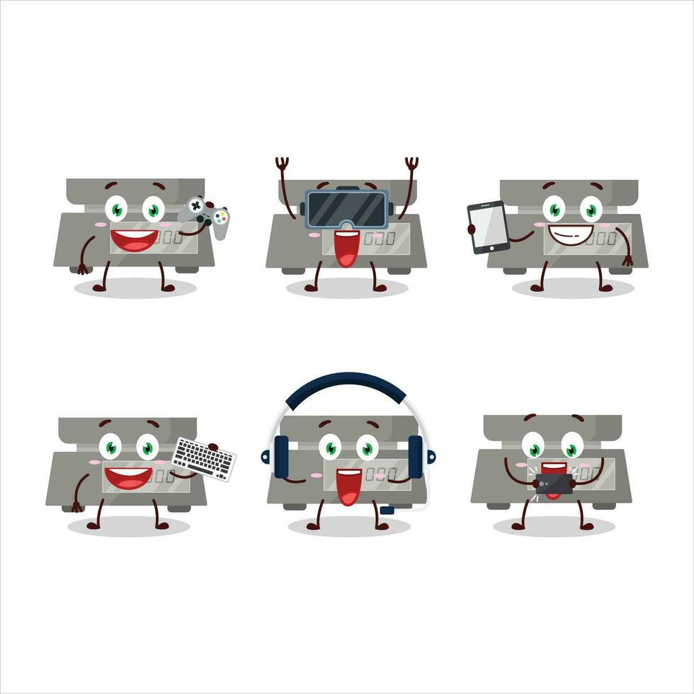 digitale peso cartone animato personaggio siamo giocando Giochi con vario carino emoticon vettore