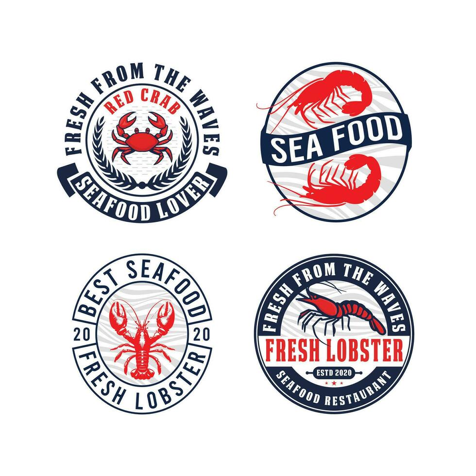 frutti di mare ristorante logo, rosso gamberetto logo, rosso Granchio logo, rosso gamberetto logo vettore