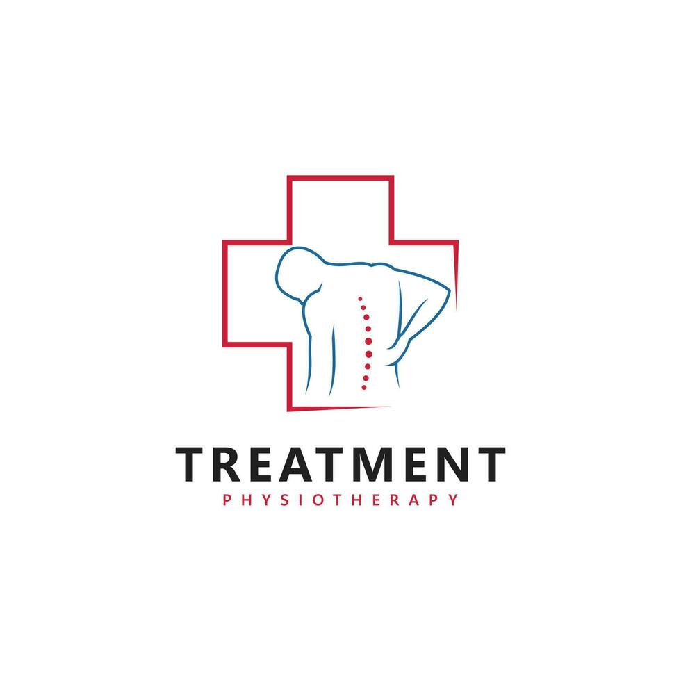 trattamento chiropratica logo design ispirazione. fisioterapia simbolo icona design vettore