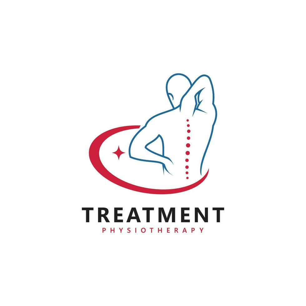 trattamento chiropratica logo design ispirazione. fisioterapia simbolo icona design vettore