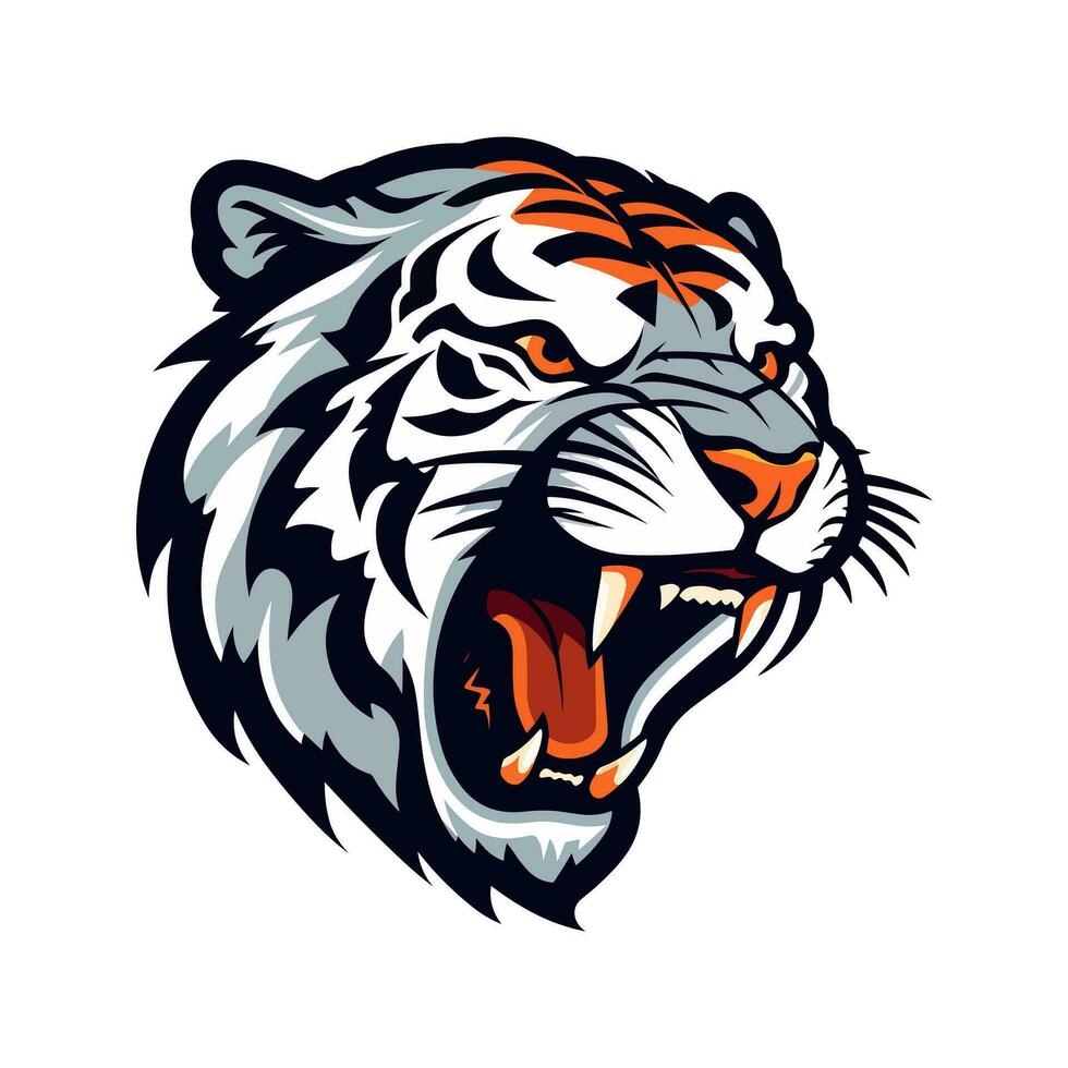 espressive mano disegnato tigre illustrazione nel logo disegno, in mostra grazia e forza. Perfetto per Marche volendo un' toccare di selvaggio eleganza vettore