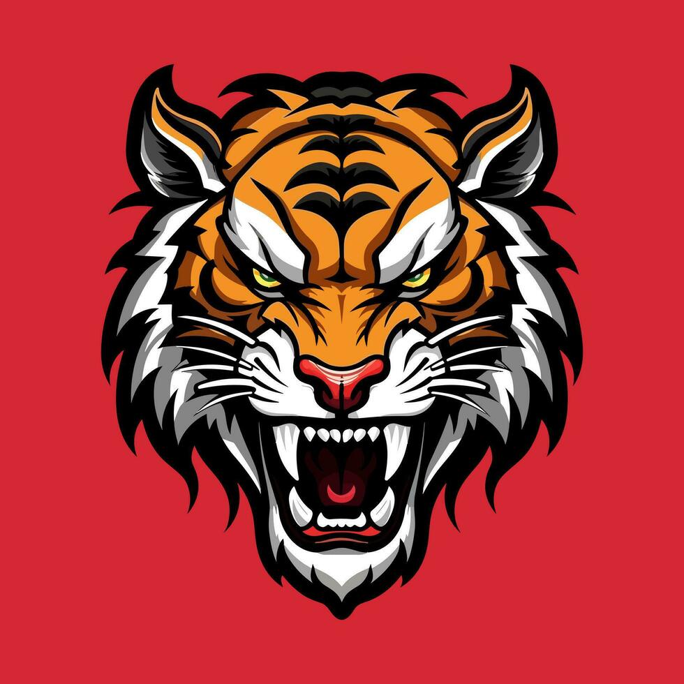 Impressionante mano disegnato tigre logo design con intricato dettagli e potente presenza. ideale per Marche In cerca di un' forte e travolgente Immagine vettore