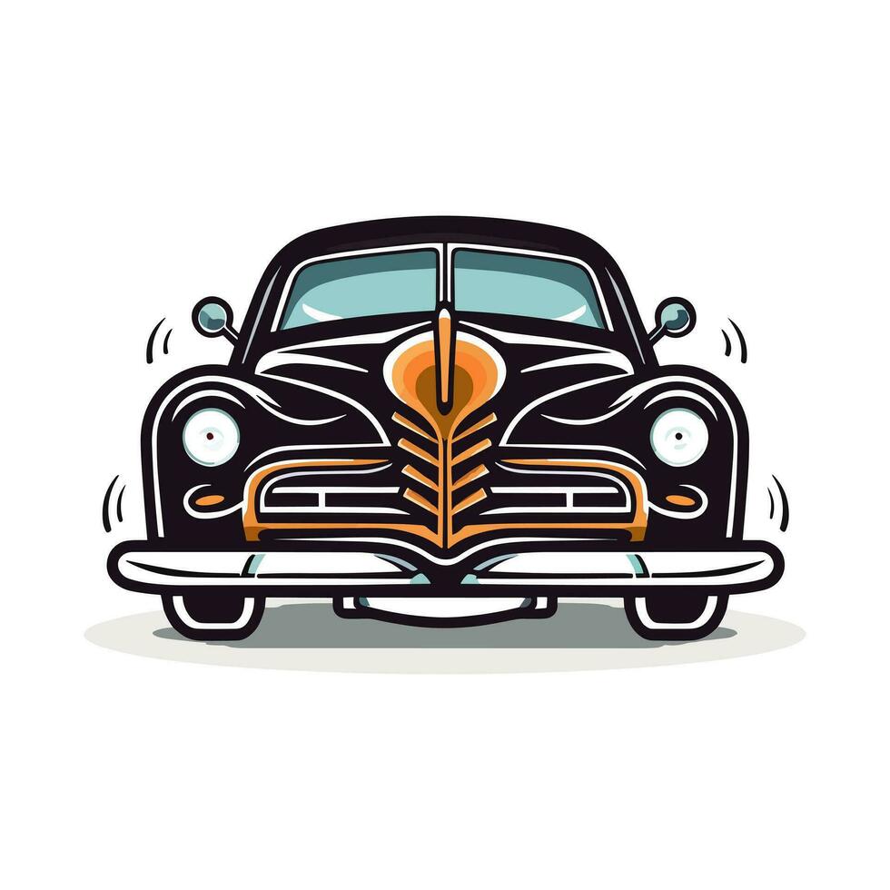 Vintage ▾ auto mano disegnato logo design illustrazione vettore