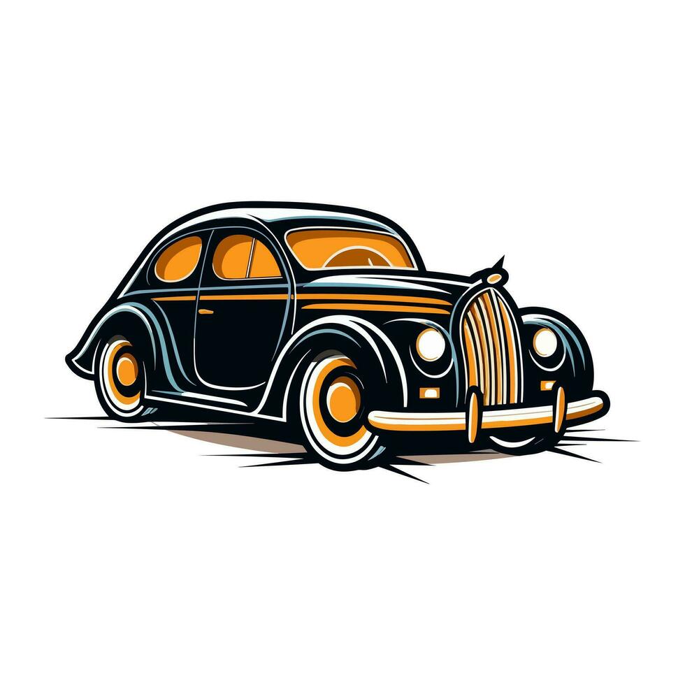 Vintage ▾ auto mano disegnato logo design illustrazione vettore