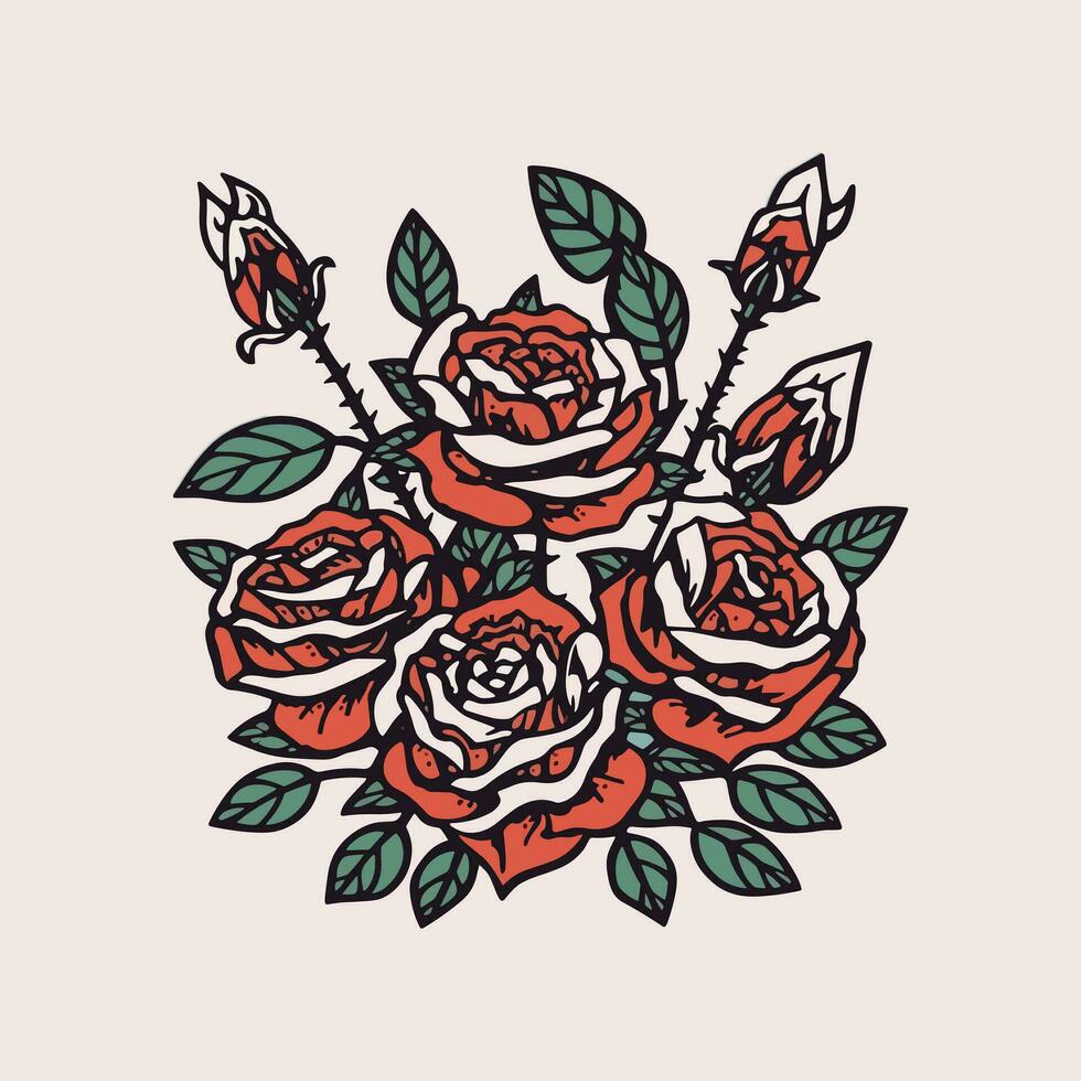 Rose fiore mano disegnato logo design illustrazione vettore