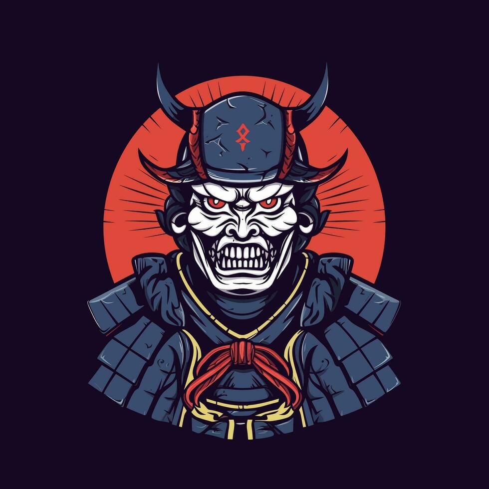 samurai armatura mano disegnato logo design illustrazione vettore