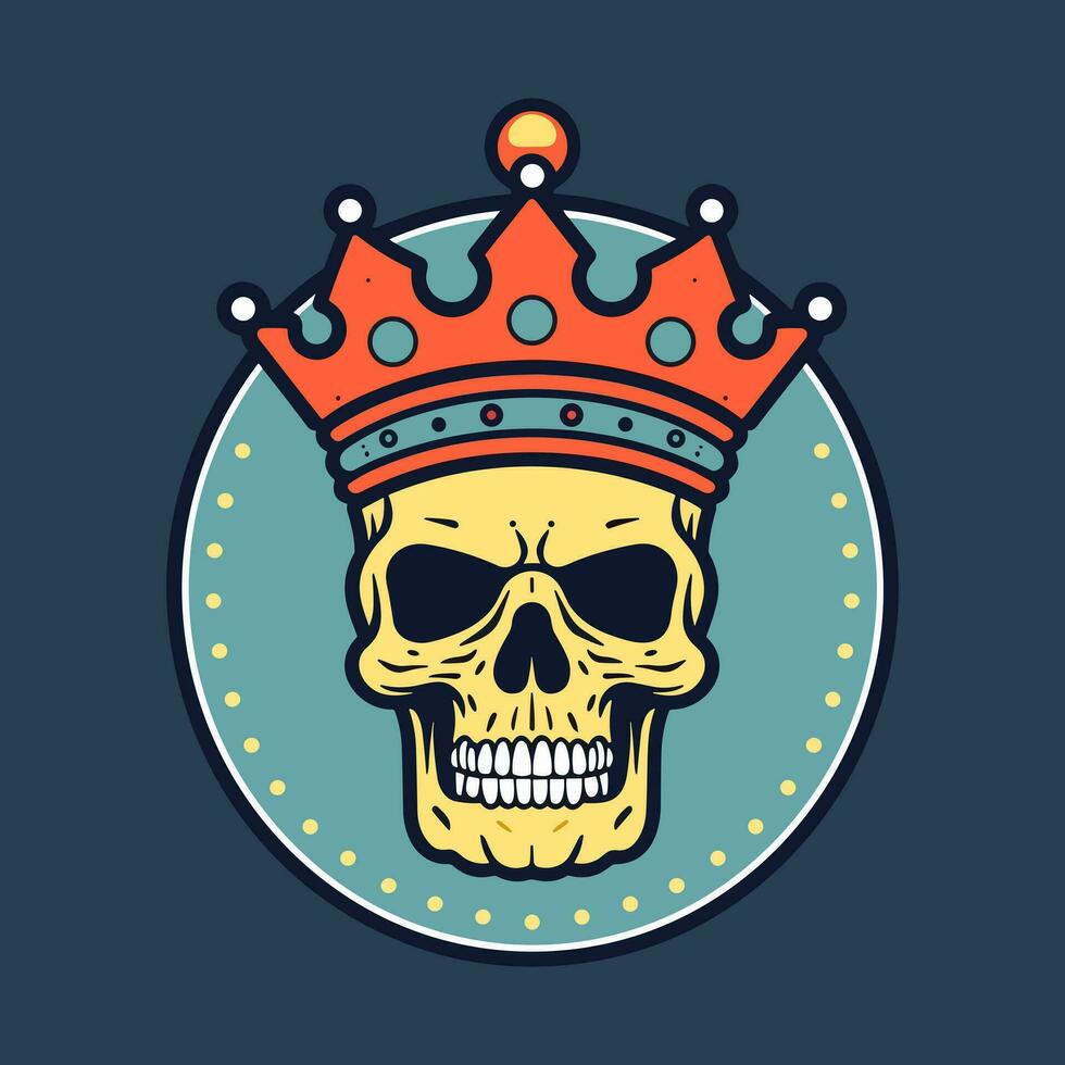 incoronato cranio illustrazione abbraccio il buio eleganza di Questo mano disegnato logo con un' cranio ornato con un' maestoso corona vettore