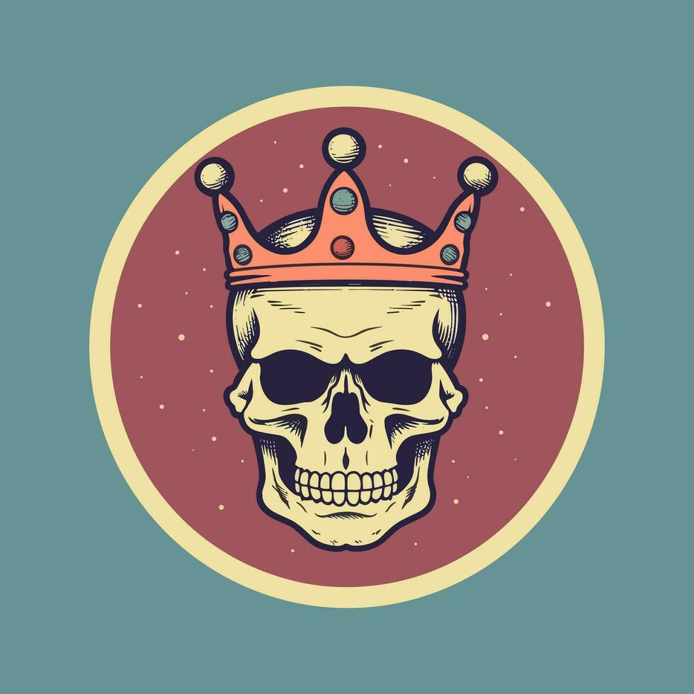 reale cranio logo design combinare elementi di energia e ribellione con un' mano disegnato illustrazione di un' cranio indossare un' corona, fabbricazione un' dichiarazione per il tuo marca vettore