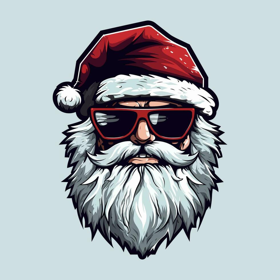 occhiali da sole Santa zombie mano disegnato logo design illustrazione vettore