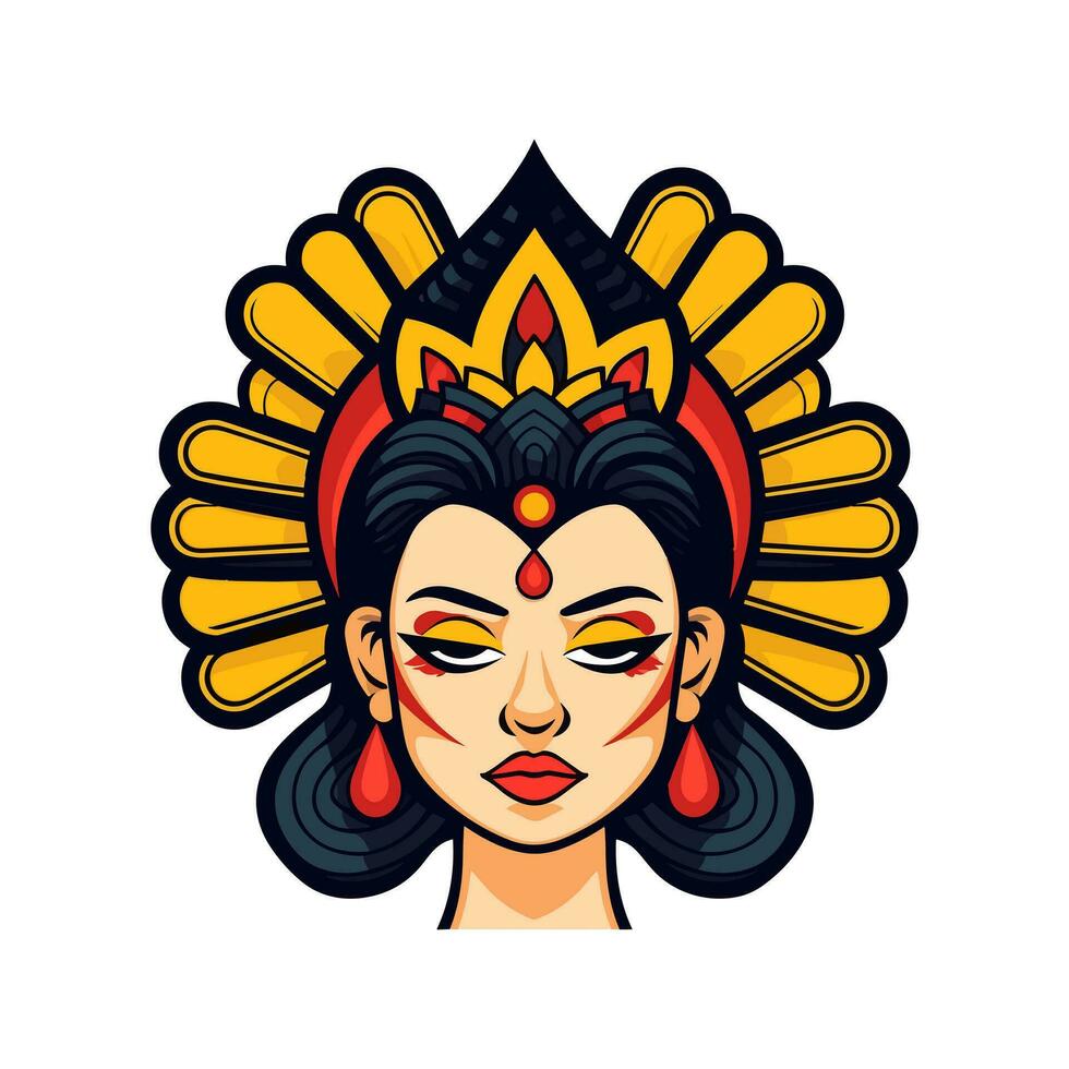 Regina Principessa Chicano ragazza mano disegnato logo design illustrazione vettore