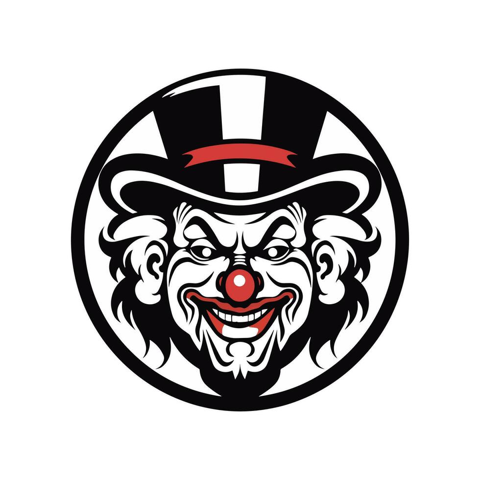 espressive clown testa logo design illustrazione, cattura il capriccioso fascino e giocoso spirito nel un' unico e travolgente modo vettore