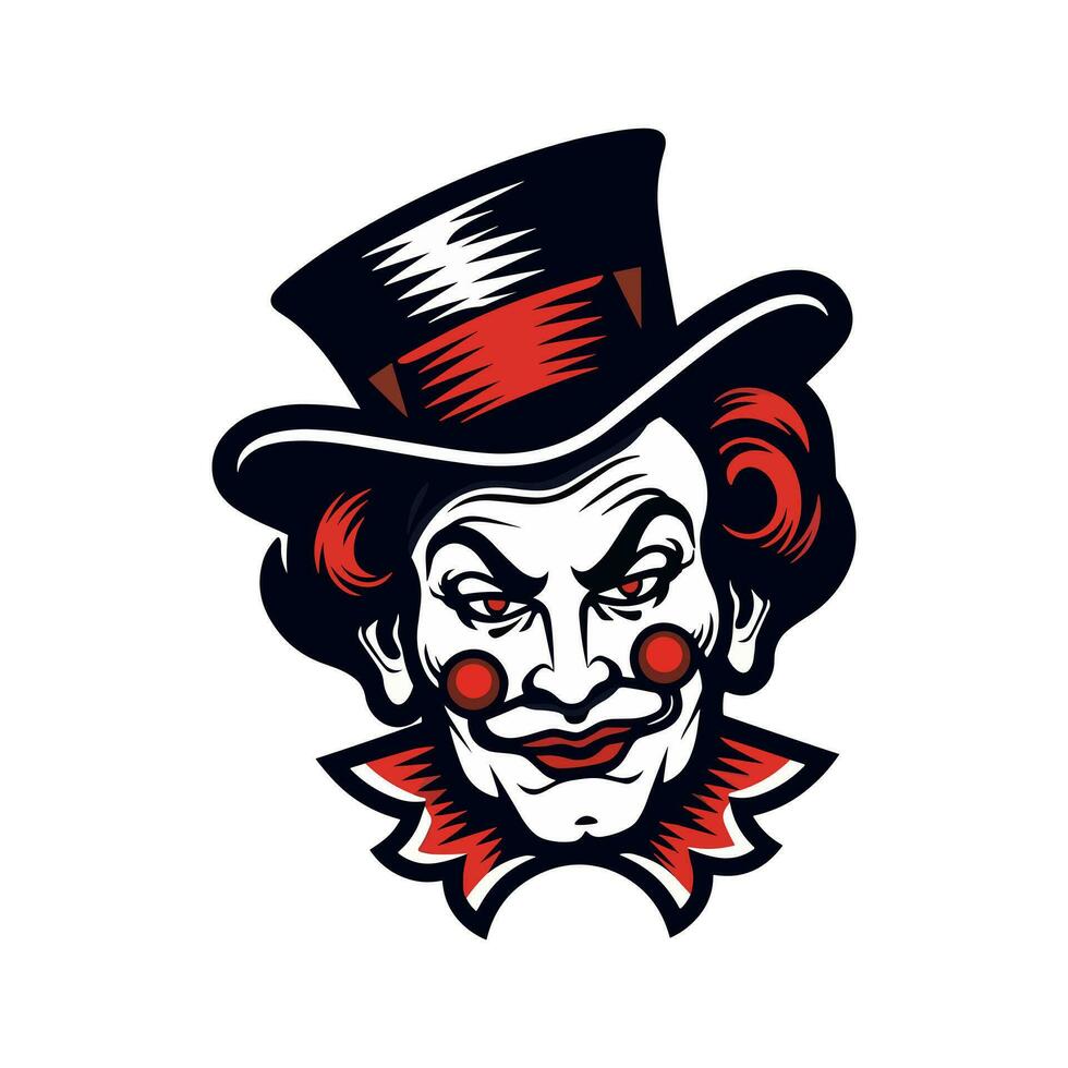 espressive clown testa logo design illustrazione, cattura il capriccioso fascino e giocoso spirito nel un' unico e travolgente modo vettore