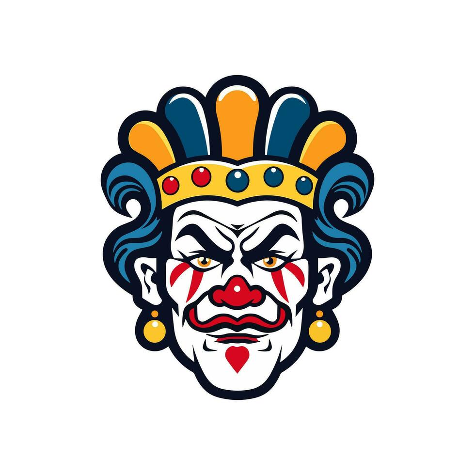 clown testa mano disegnato logo design illustrazione vettore