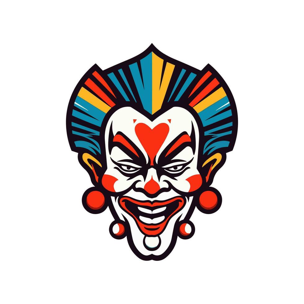 clown testa mano disegnato logo design illustrazione vettore