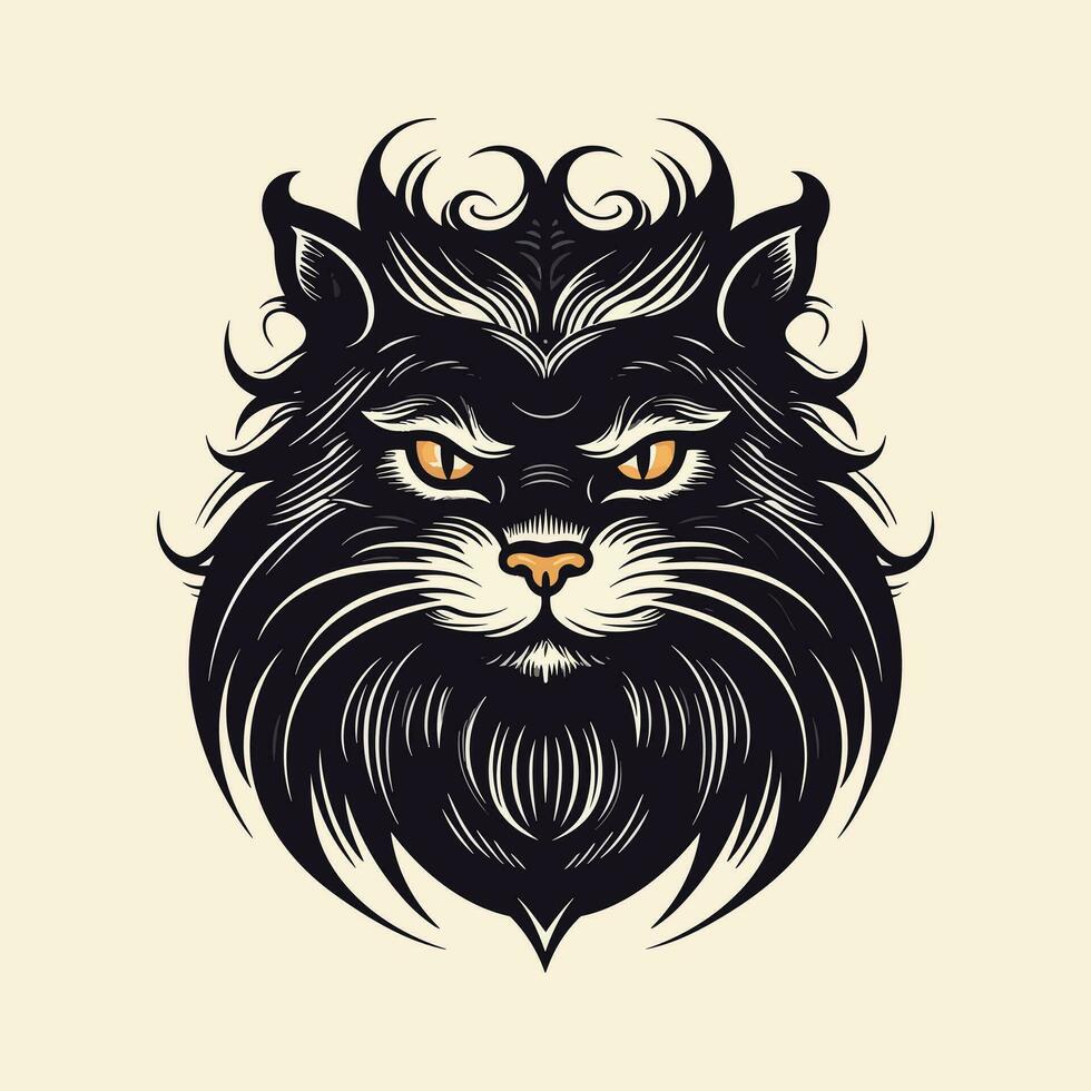 gatto testa logo design illustrazione vettore