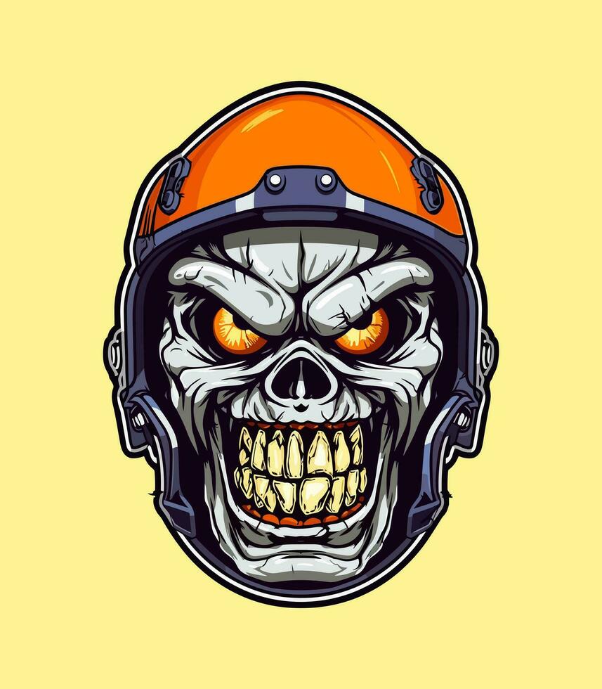 cranio zombie indossare casco vettore clip arte illustrazione