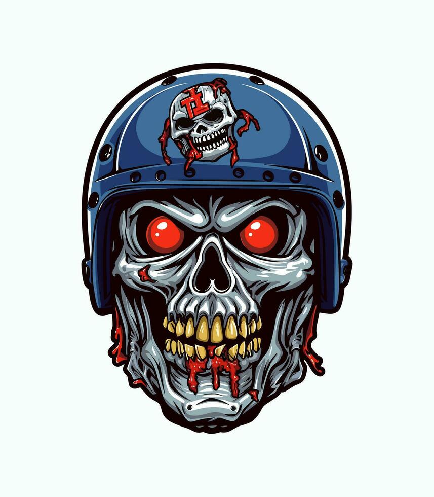 cranio zombie indossare casco vettore clip arte illustrazione
