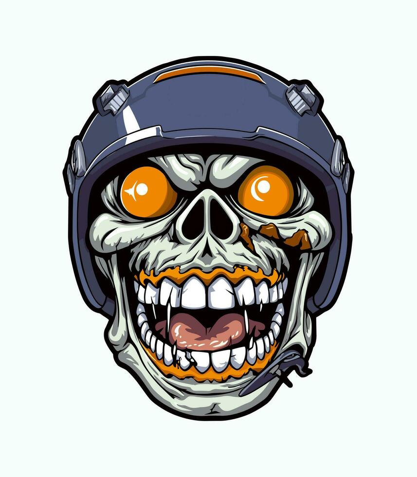 cranio zombie indossare casco vettore clip arte illustrazione