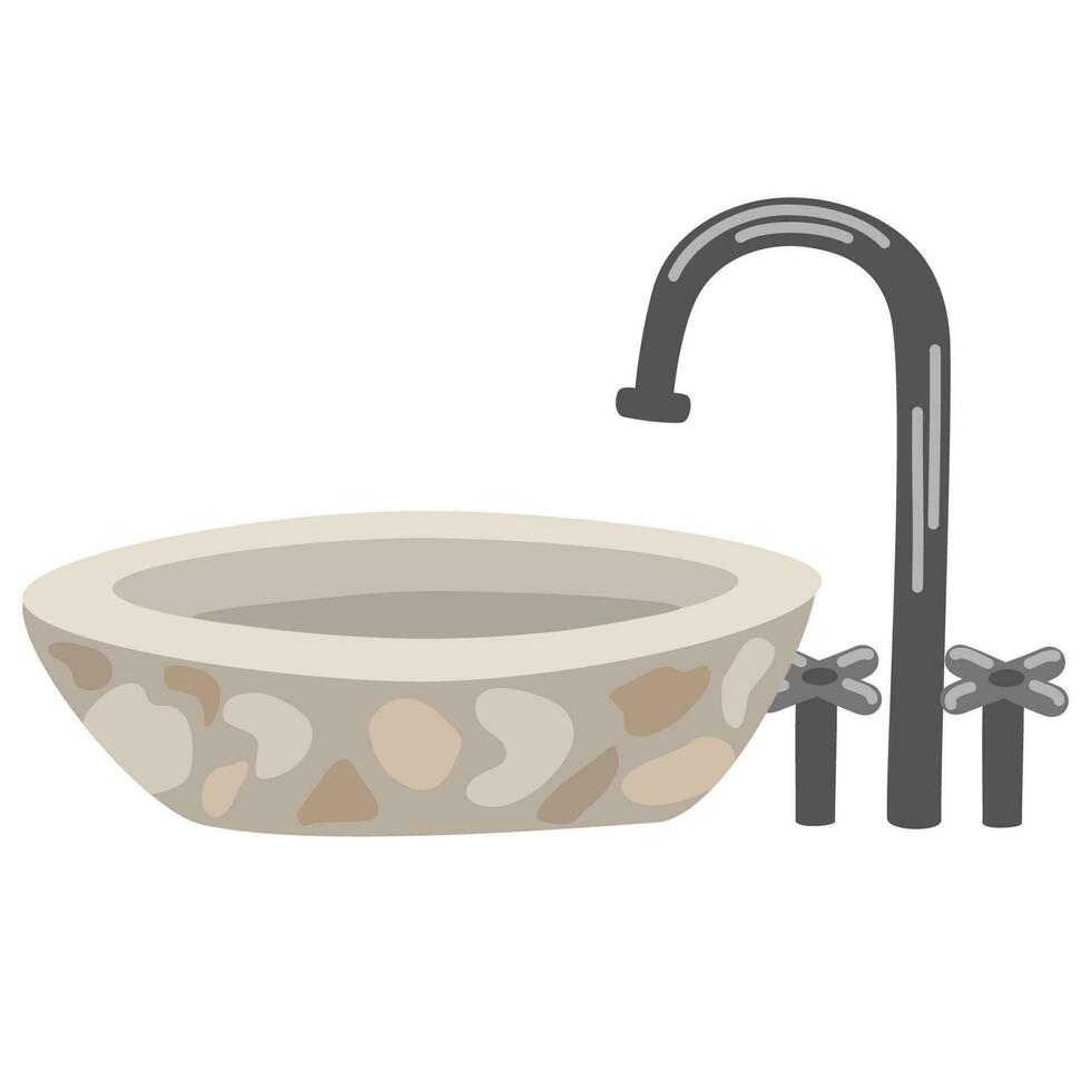 bagno lavello. moderno marmo Lavello con miscelatore rubinetto. domestico attrezzatura con rubinetto per igiene. piatto vettore illustrazione isolato su bianca sfondo