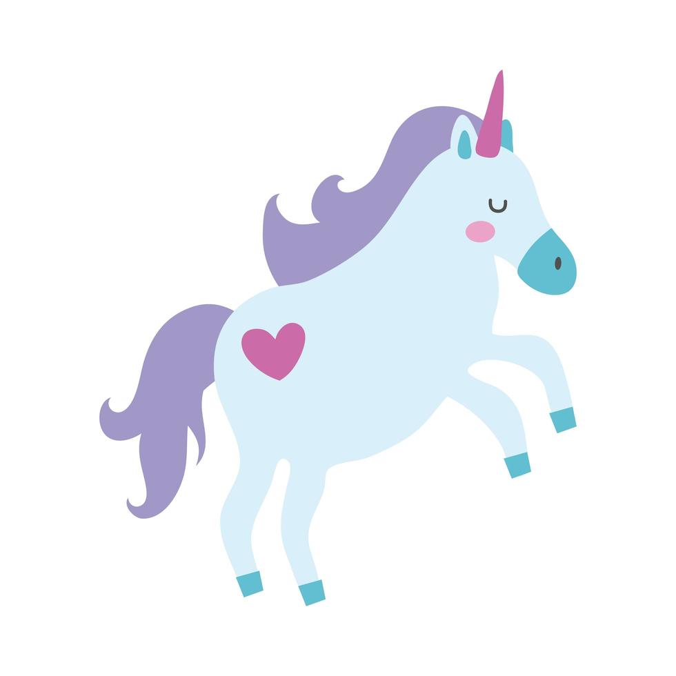 unicorno carino con cuore tatto icona di stile di disegno a mano di cavallo magico vettore