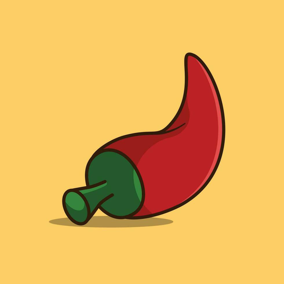 chili semplice cartone animato vettore icona illustrazione verdura icona