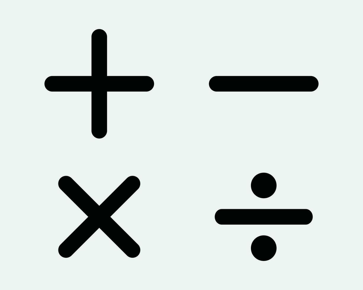 matematica simbolo icona matematica calcolare calcolatrice App contabilità più meno moltiplicare dividere nero bianca grafico clipart opera d'arte simbolo cartello vettore eps
