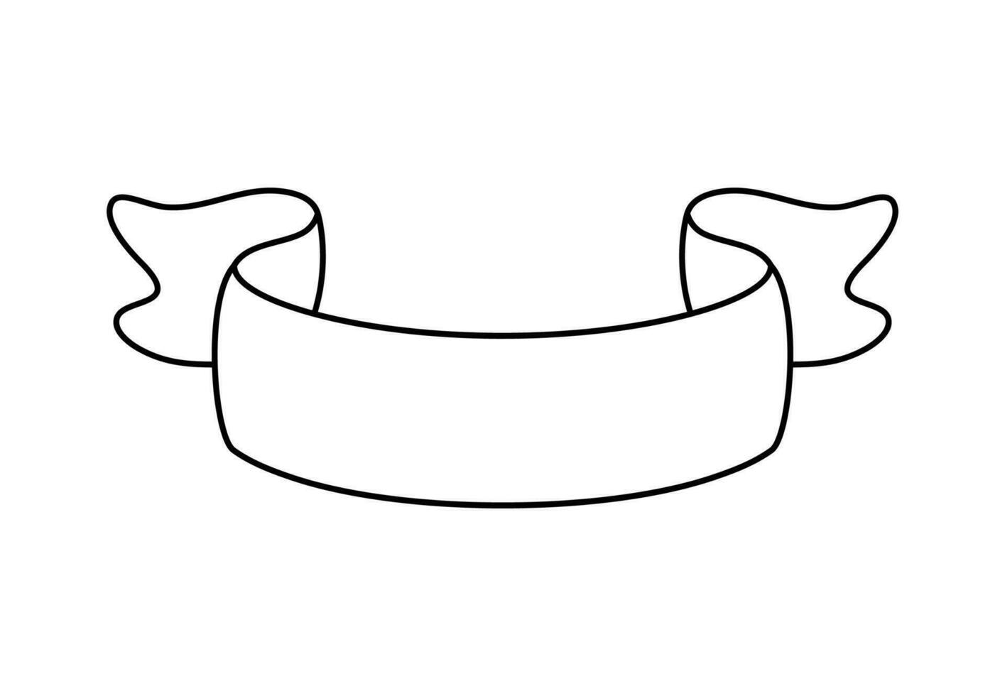 nero monoline nastro. linea bandiera icona, ragnatela design elemento. mano disegnato vettore illustrazione. posto per il tuo testo per attività commerciale, saluto carta e vacanze copia spazio