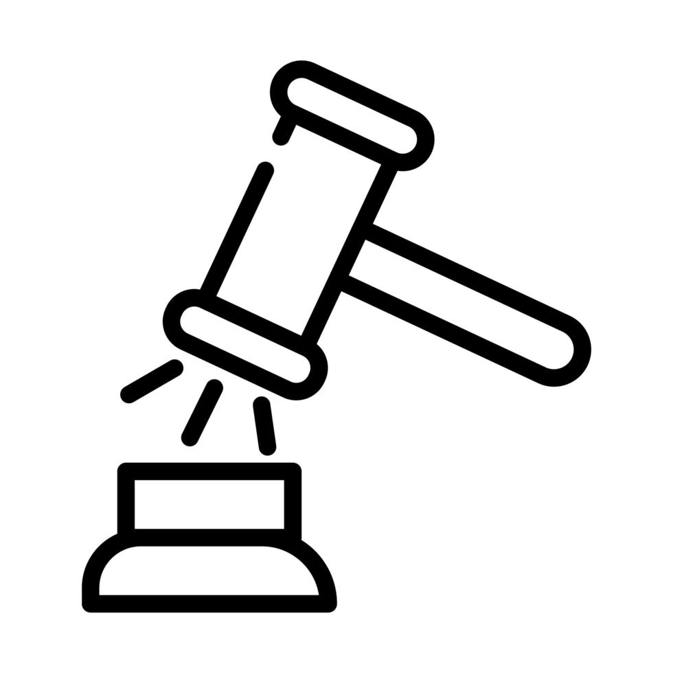 icona di stile della linea del giudice del martello vettore