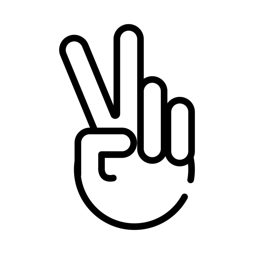 icona di stile della linea del segno di pace e amore della mano vettore
