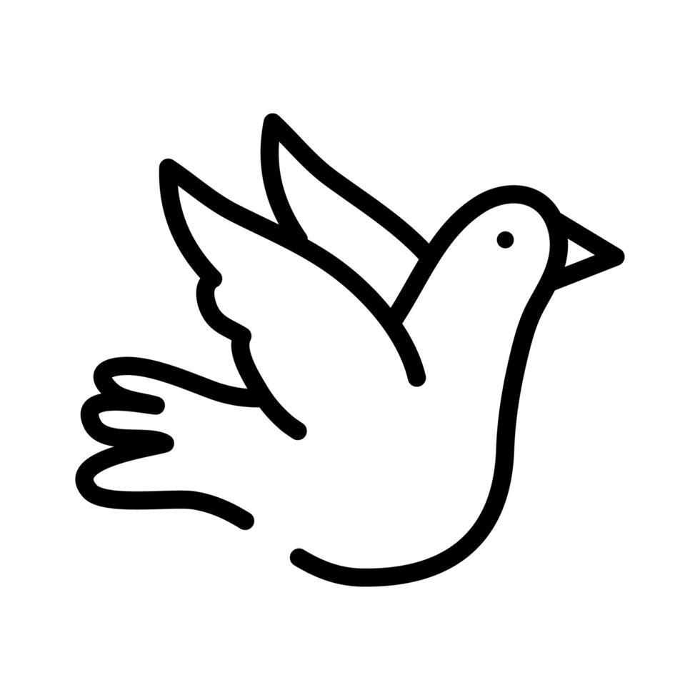 icona di stile della linea volante della colomba della pace peace vettore