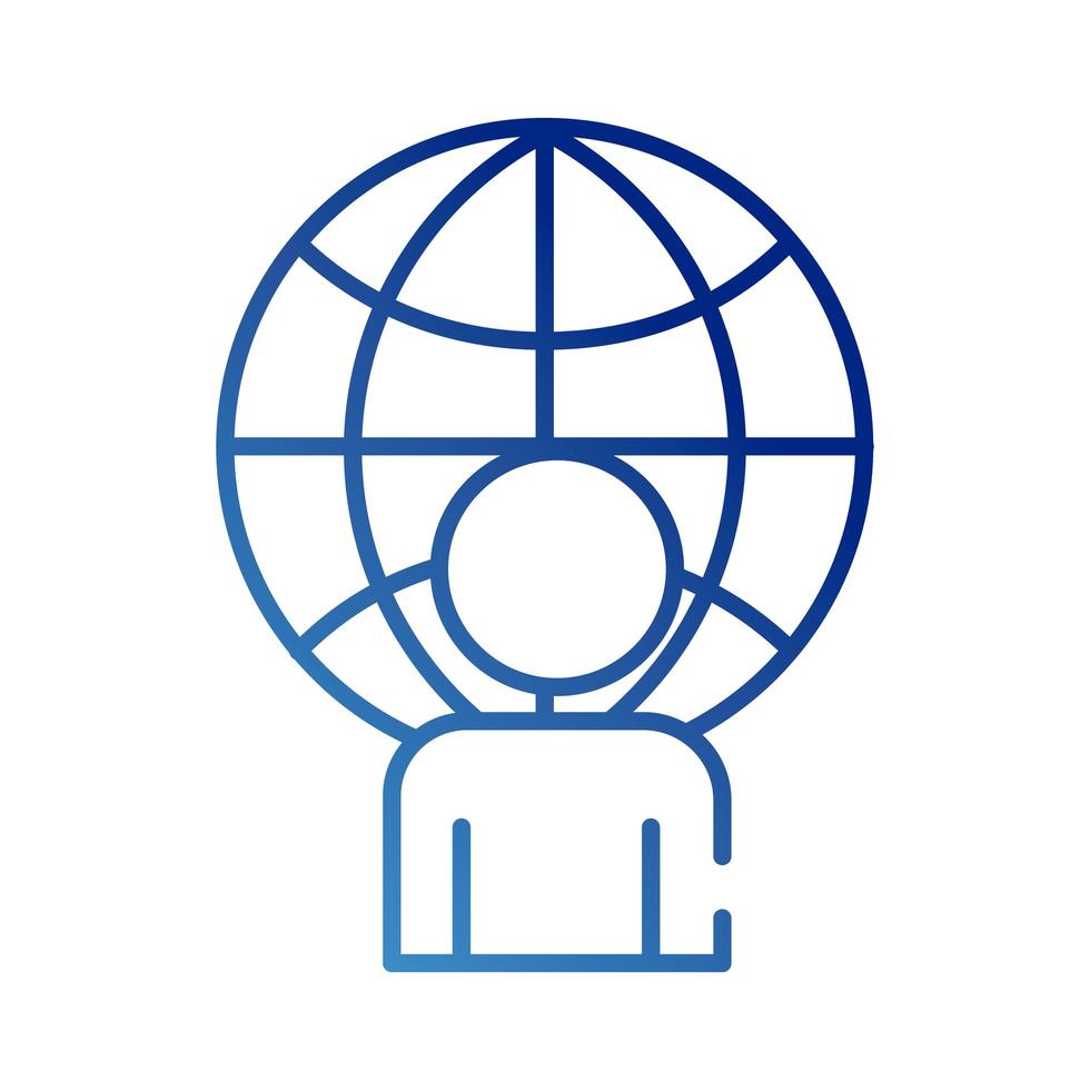 avatar di figura umana con icona di stile gradiente pianeta sfera vettore