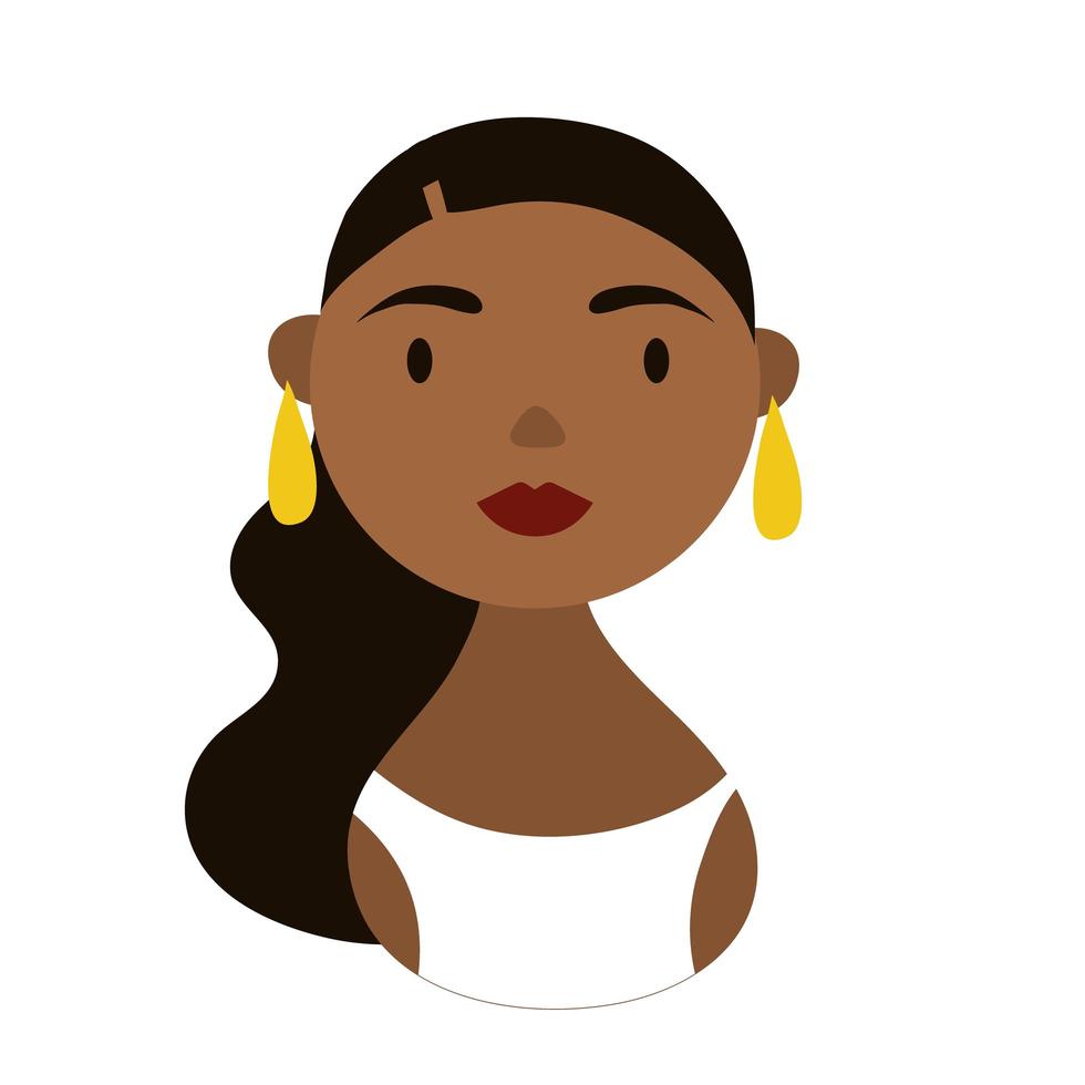 icona di stile piatto del patrimonio ispanico nazionale del carattere della donna afro vettore
