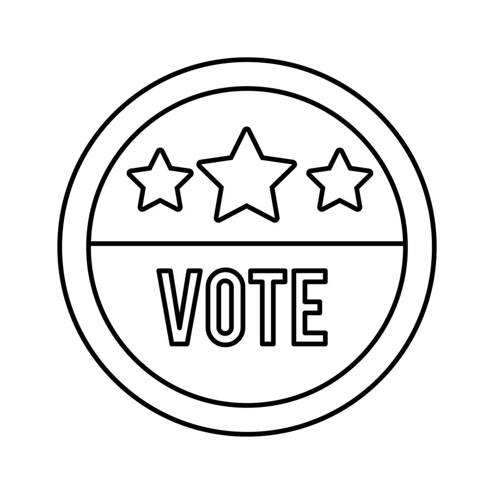 votare la parola nel cerchio timbro usa elezioni icona stile linea vettore