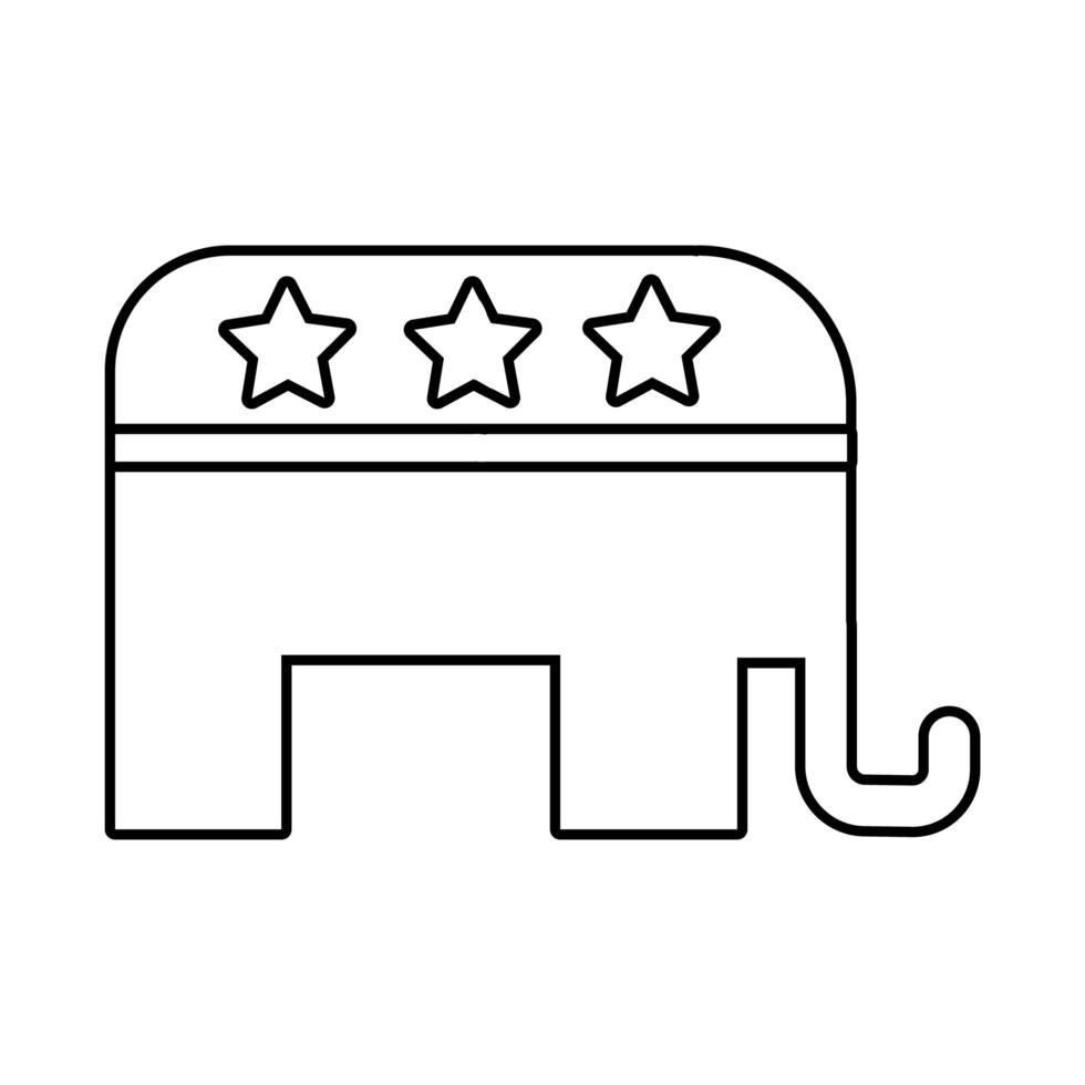 elefante repubblicano con stelle icona stile linea elettorale usa vettore