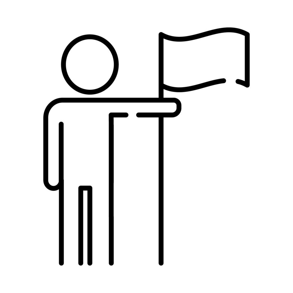 avatar di figura umana con icona di stile della linea di bandiera vettore