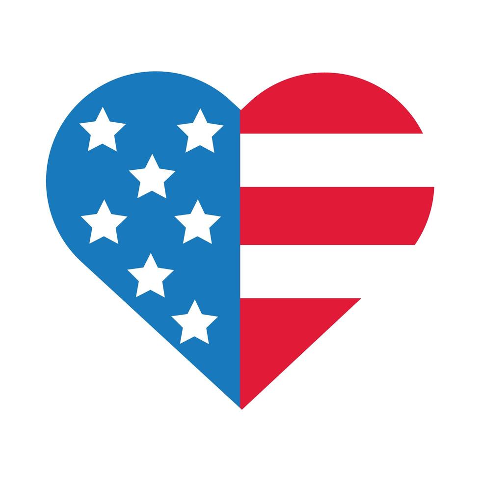 bandiera delle elezioni usa nell'icona di stile piatto cuore vettore