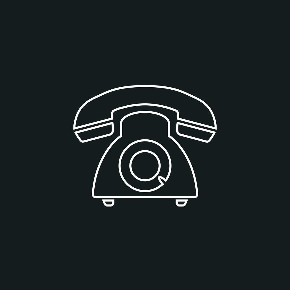 Telefono vettore icona nel linea stile. vecchio Vintage ▾ telefono simbolo illustrazione.