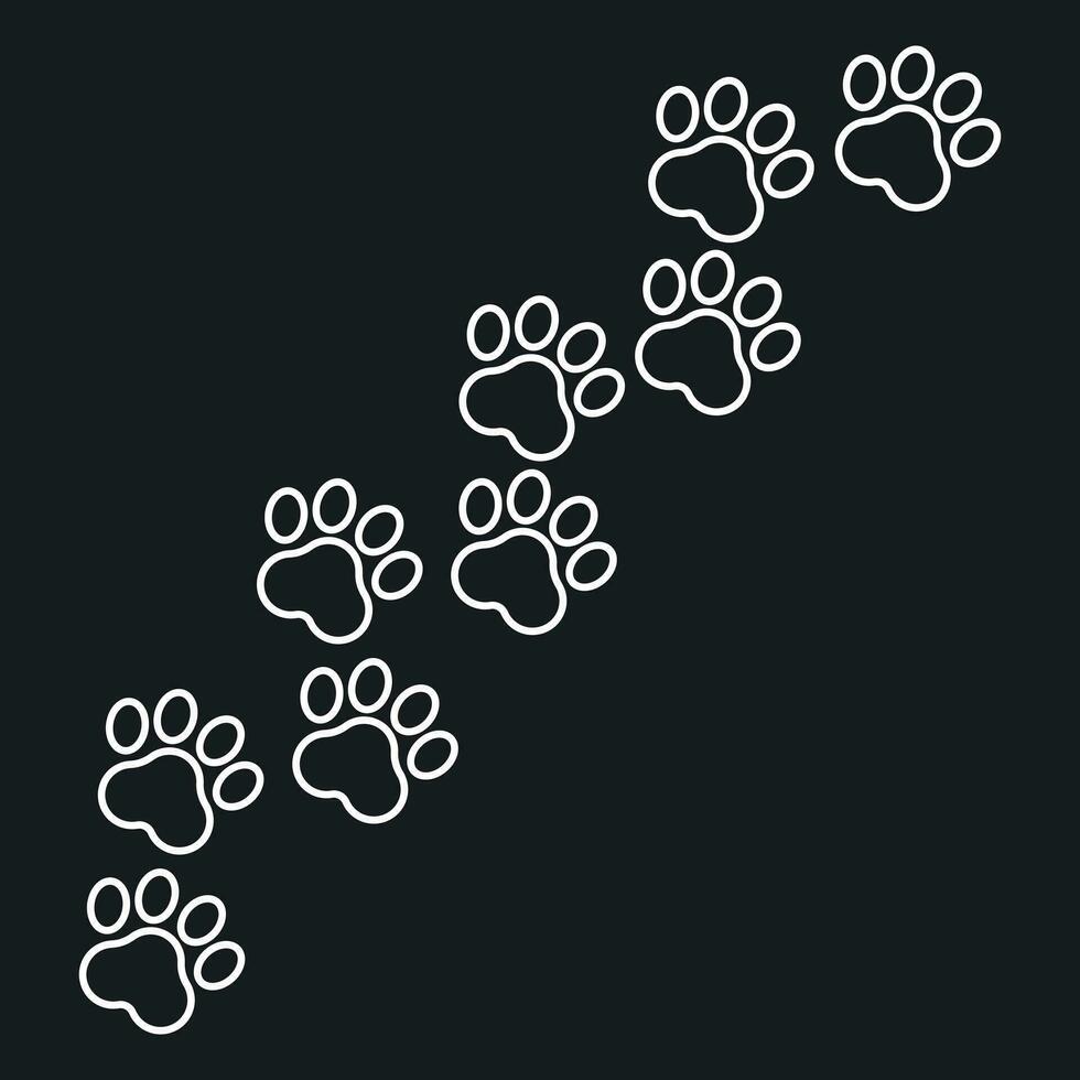 zampa Stampa vettore icona nel linea stile. cane o gatto orma di Zampa illustrazione. animale silhouette.