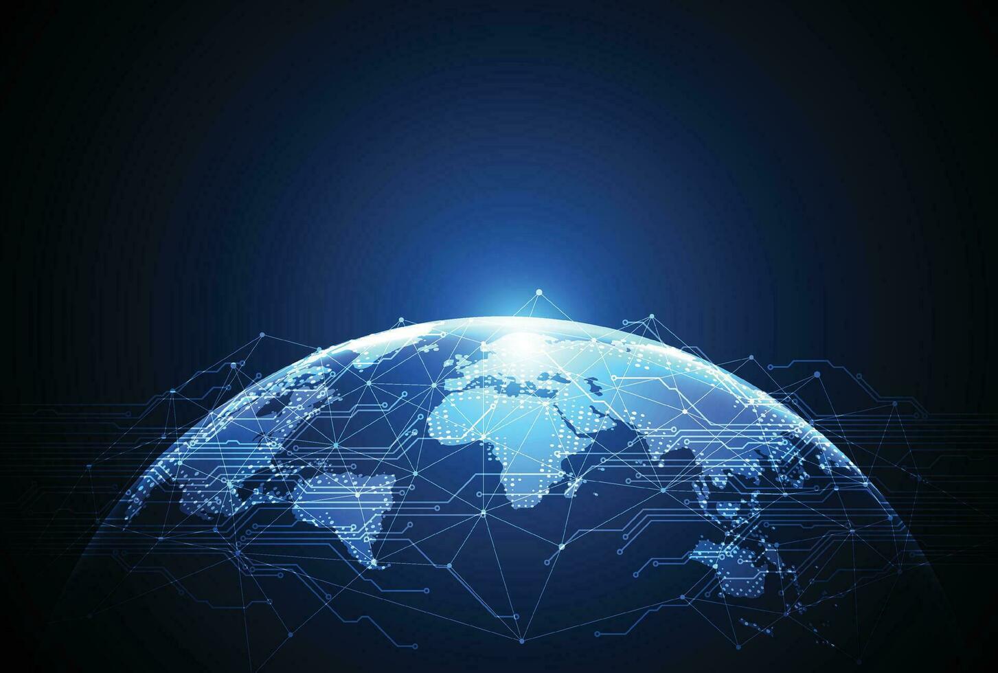 connessione di rete globale. punto della mappa del mondo e concetto di composizione della linea del business globale. illustrazione vettoriale