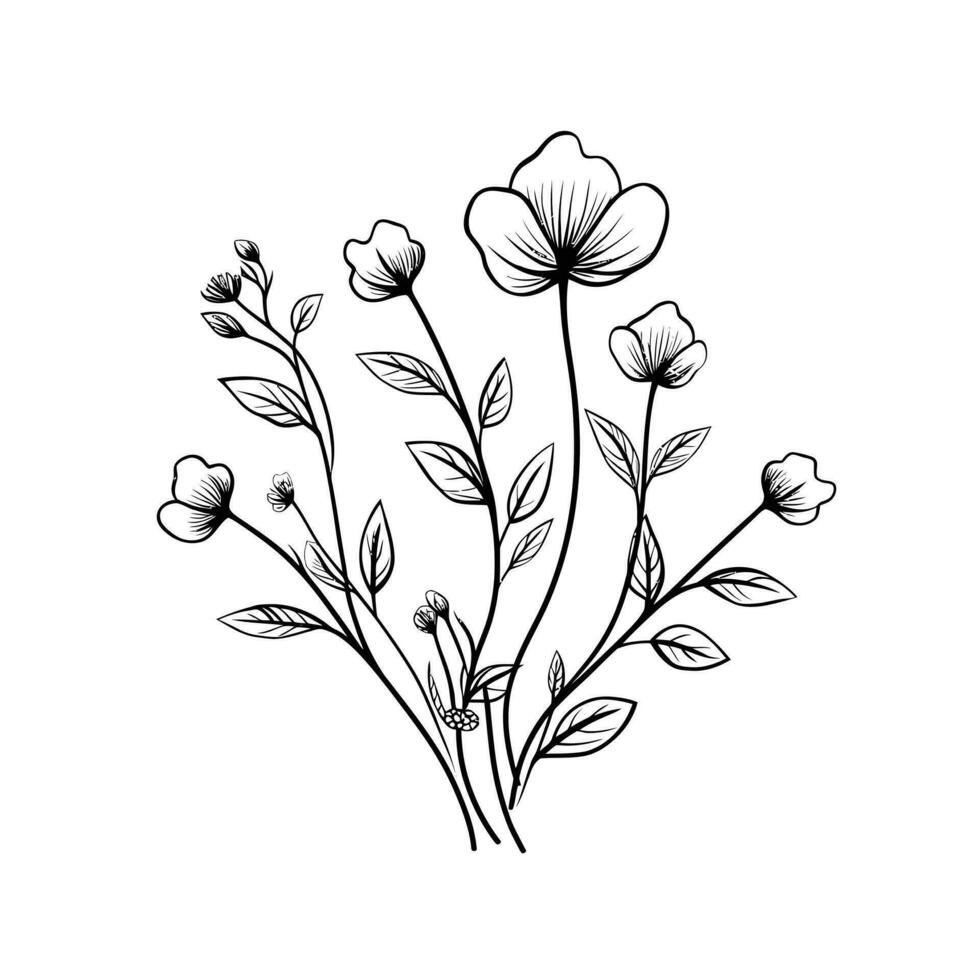 fiore illustrazioni con magro stelo vettore