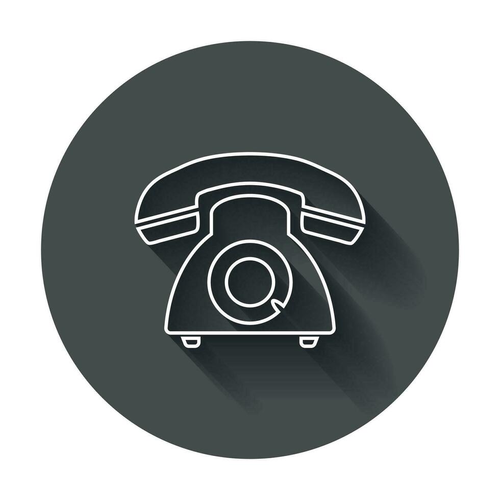 Telefono vettore icona. vecchio Vintage ▾ telefono simbolo illustrazione con lungo ombra.