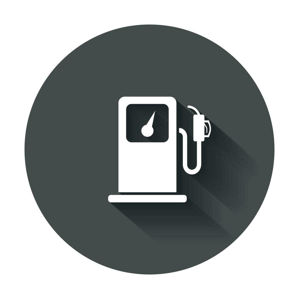 carburante gas stazione icona nel piatto stile. auto benzina pompa piatto illustrazione con lungo ombra. vettore