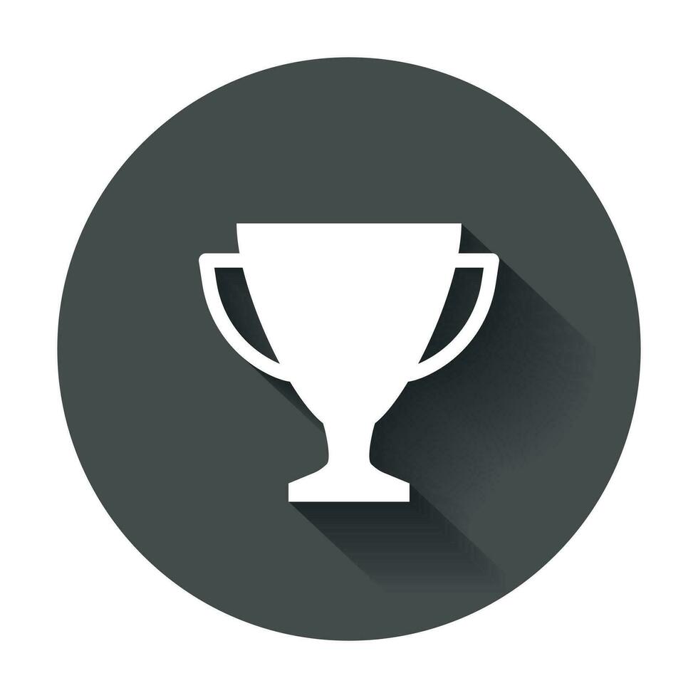 trofeo tazza piatto vettore icona. semplice vincitore simbolo. illustrazione con lungo ombra.
